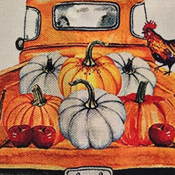 NEW "PUMPKIN PATCH HARVEST A TIME TO GATHER" VTG TRUCK LINEN PILLOW COVER 18" - Picture 4 of 6